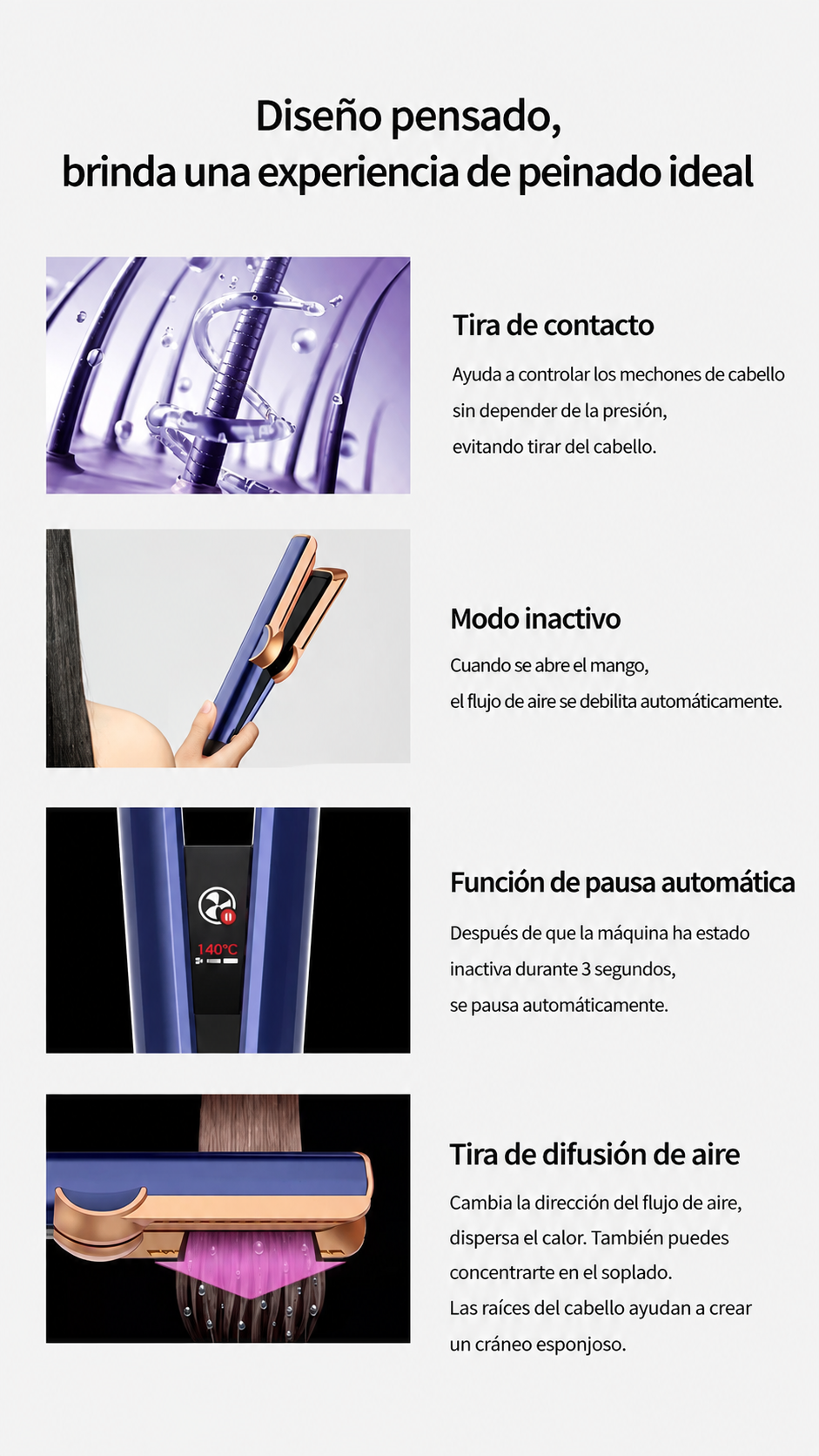 **Alisador y Secador de Cabello 2 en 1 con Iones Negativos – Herramienta Profesional de Estilizado para Todo Tipo de Cabello, Calentamiento Rápido