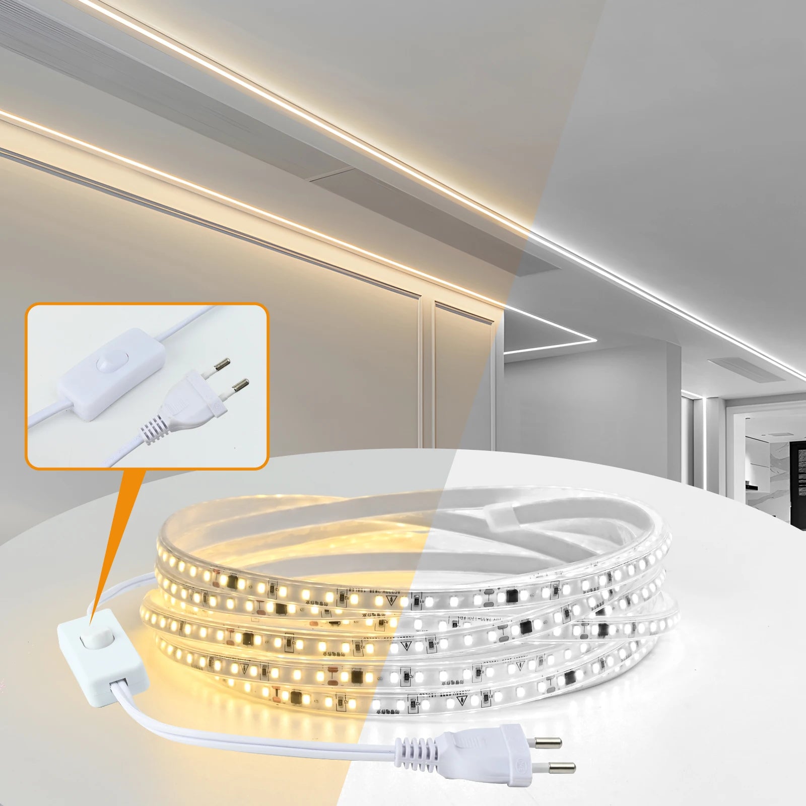 Tecnología LED de alto brillo para una iluminación más clara y eficiente. Diseño flexible y fácil de instalar en cualquier superficie.